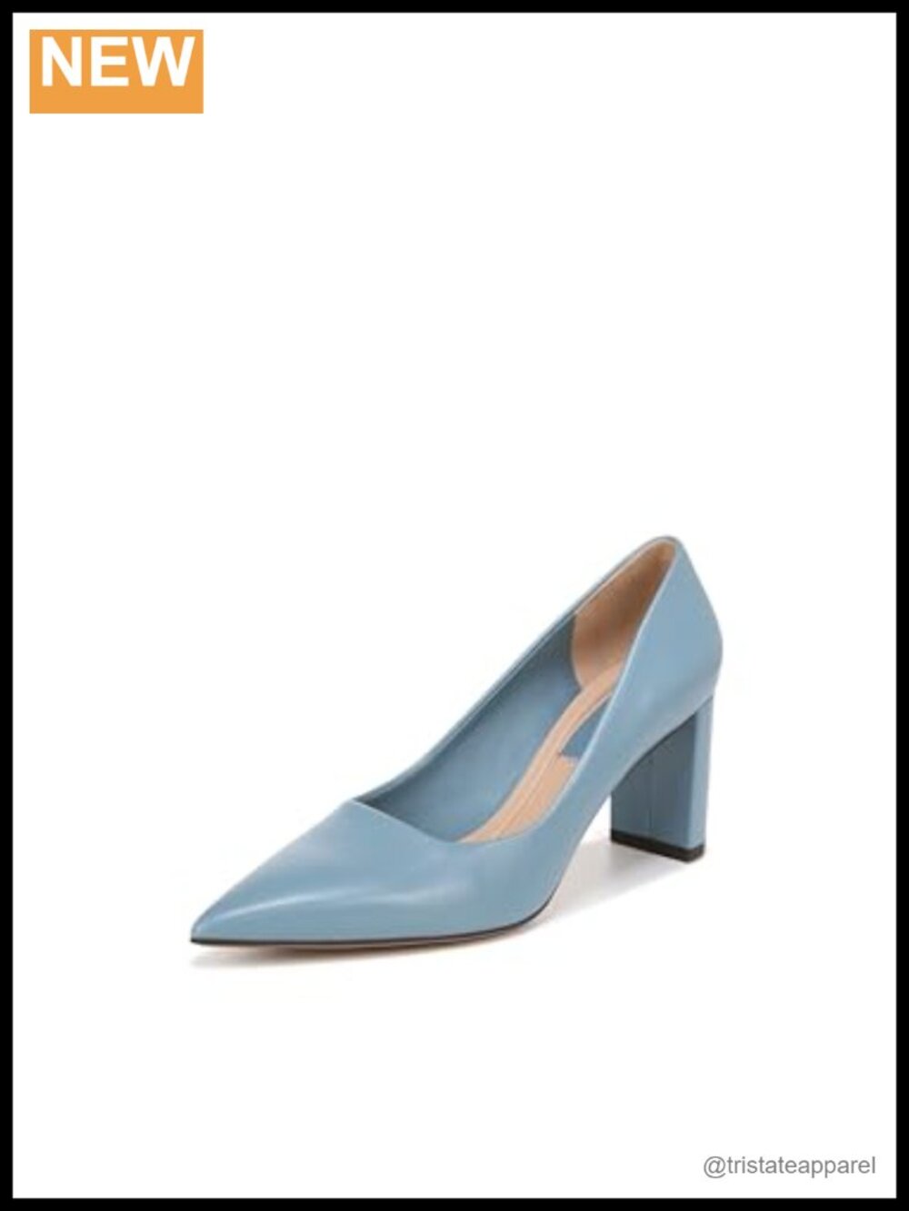 Women's leather pointed toe block heel pumps
